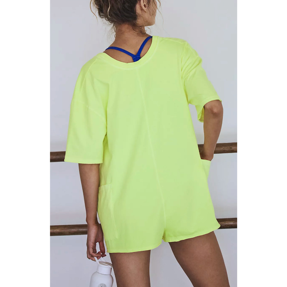 NEW FREE PEOPLE FP MOVEMENT SOUR CITRUS HOT SHOT TEE ONE PIECE ROMPER SZ XS - Picture 3 of 9